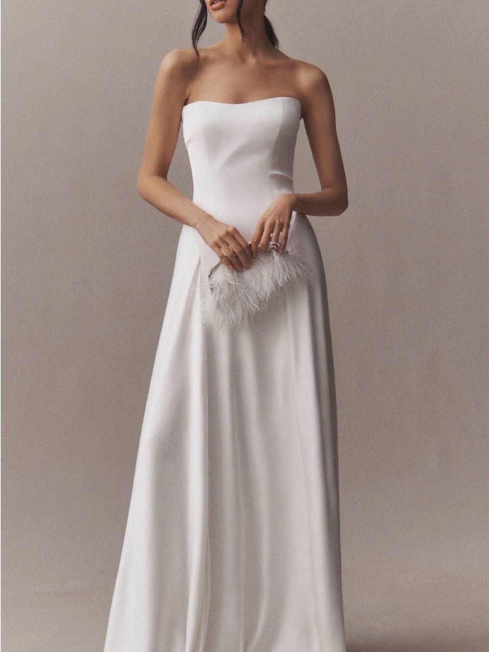 Jenny Yoo Classic Strapless White Satin Bridal Gown (Addilyn)